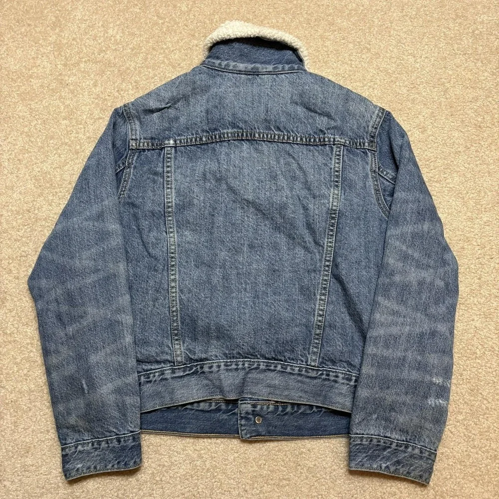 Gap Pendleton Kids Denim Jacket Youth Large 10-11 Blue Sherpa Collar Plaid Lined